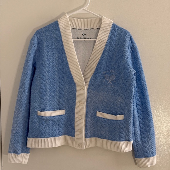 Tuckernuck Sweaters - Tuckernuck TNuck Sport Light Blue Cable Charley Cardigan